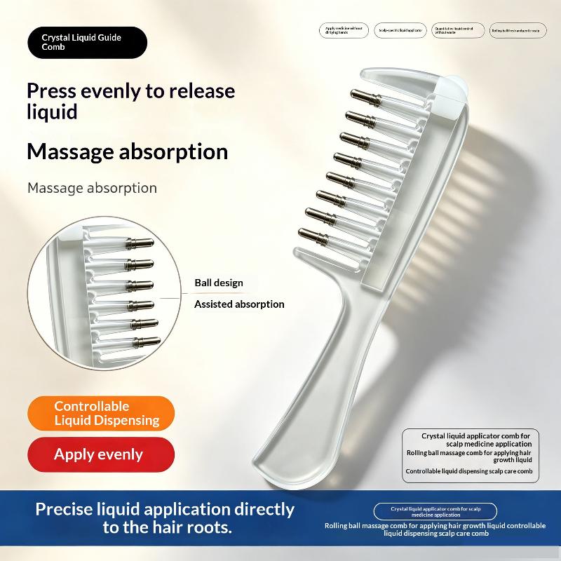 Root Stimulator Liquid - 新しい携帯用透明ヘアルートコーム、液体塗布用アプリケーター、頭皮マッサージコーム、ヘアオイル・セラム用ブラシ、液漏れ防止ヘアケアツール