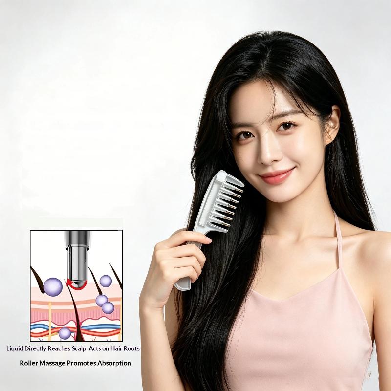 新しい携帯用透明ヘアルートコーム、液体塗布用アプリケーター、 - Root Stimulator Liquid のレビューと価格